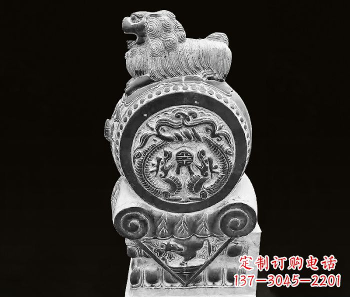 内江中领雕塑狮子石抱鼓仿古石门墩