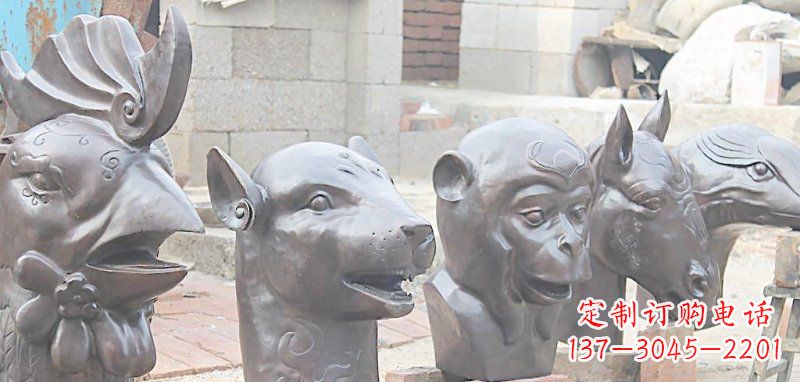 内江十二生肖铜雕,独特的动物雕塑