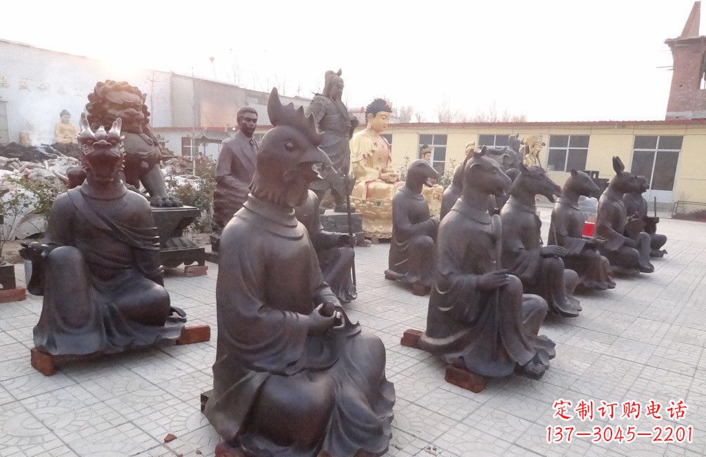 内江十二生肖头像人物景观铜雕