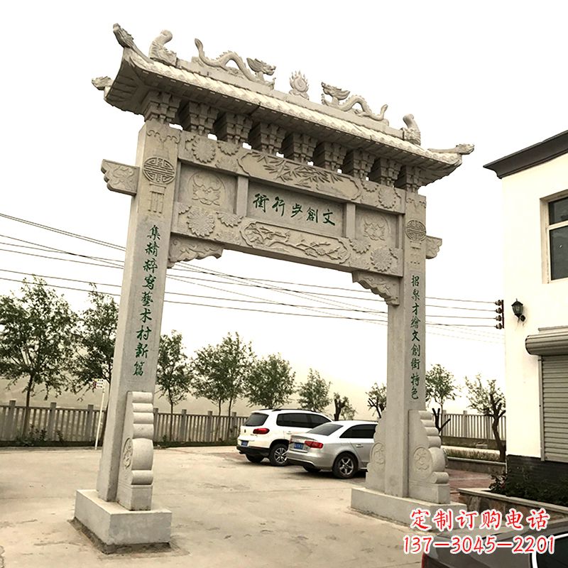 内江欣赏古老石材牌坊雕塑