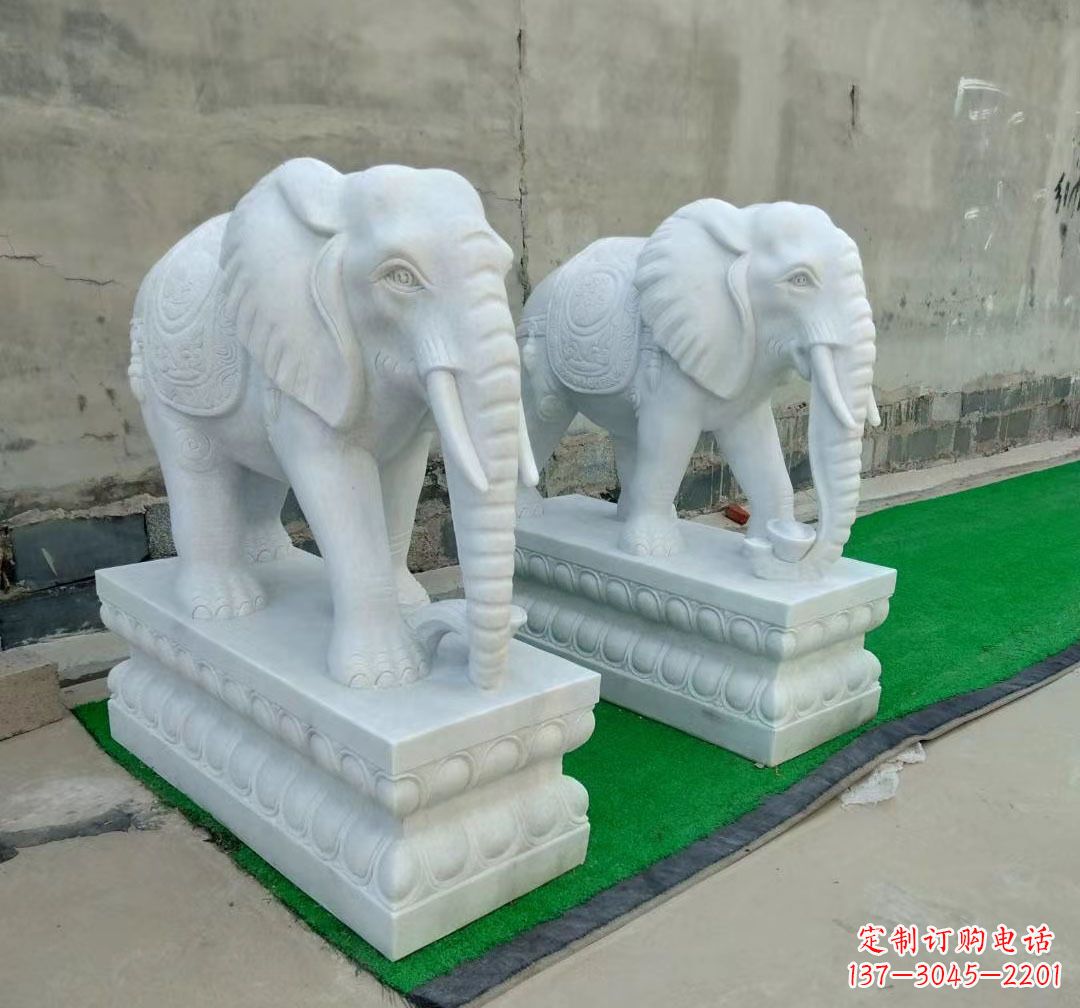 内江中领雕塑:精美大象汉白玉雕塑