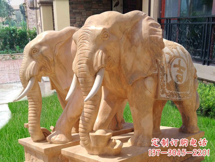 内江石雕大象风水的精美雕塑