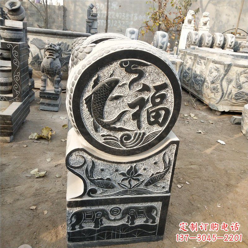 内江一流仿古抱鼓门墩石雕塑