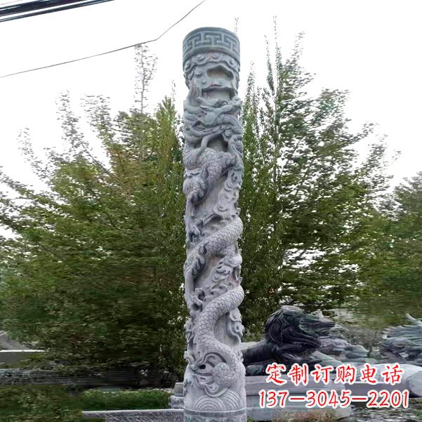 内江华贵典雅的石雕盘龙柱雕塑