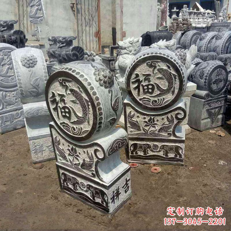 内江石雕貔貅抱鼓门墩