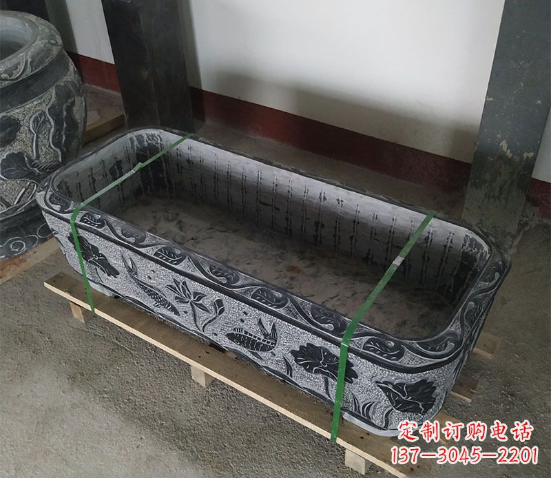 内江石浮雕鱼缸仿古鱼缸石雕