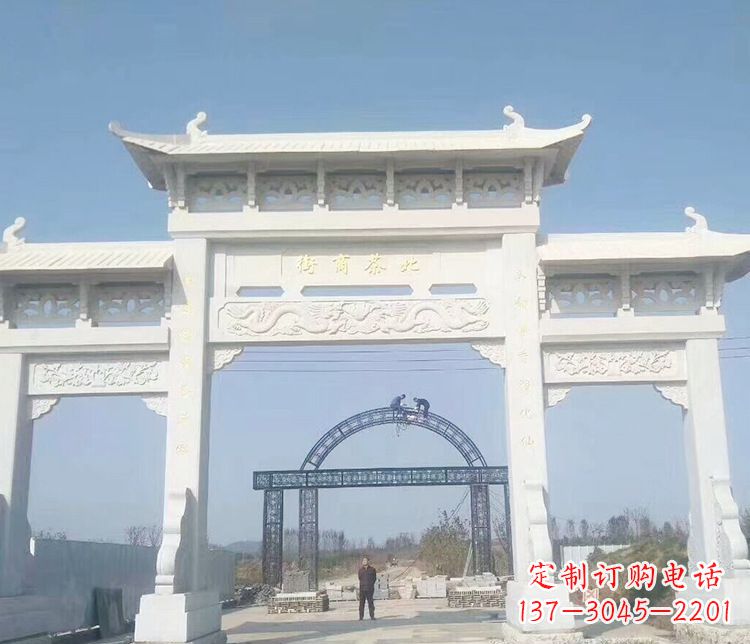 内江石牌坊三门牌坊石雕 (4)
