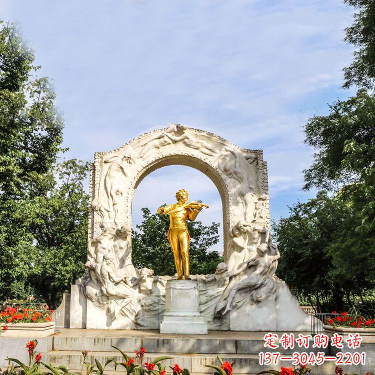 内江世界名人古典主义作曲家莫扎特公园铜雕像