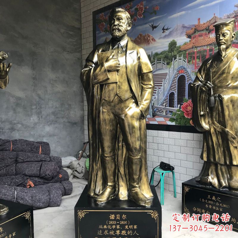 内江世界名人瑞典著名化学家诺贝尔仿铜雕像