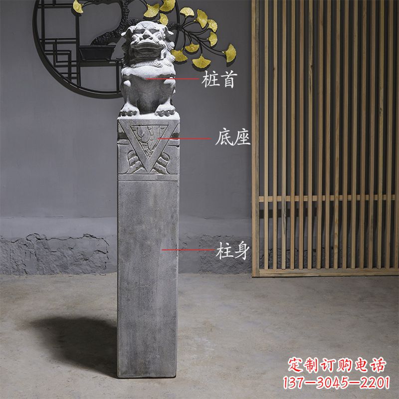 内江拴马桩石雕仿古石狮子