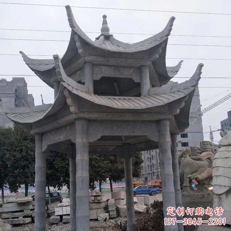 内江双层八角石雕凉亭