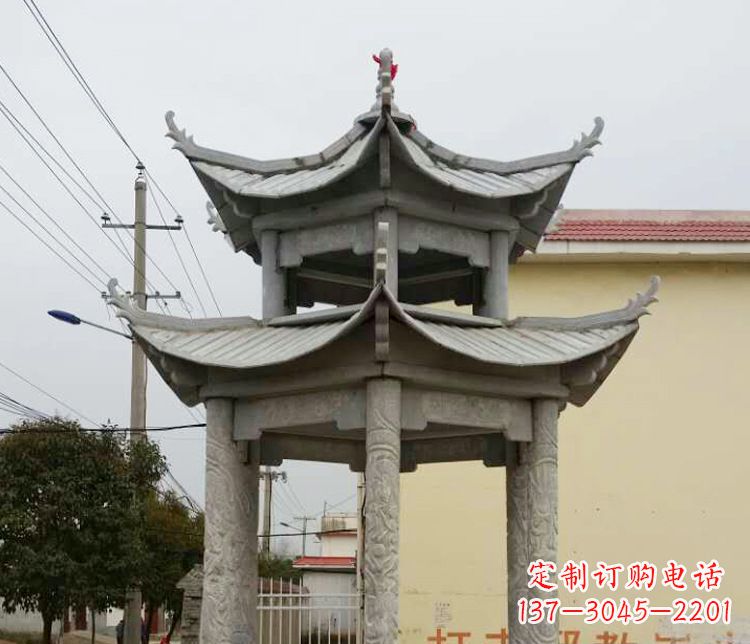 内江双层仿古凉亭石雕 (2)