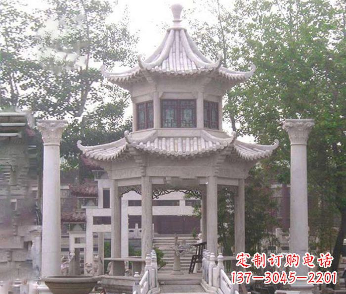 内江双层仿古凉亭石雕 (3)