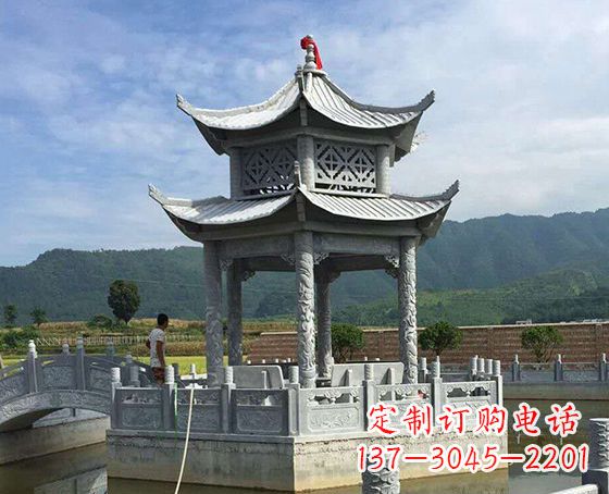 内江双层仿古凉亭石雕_1