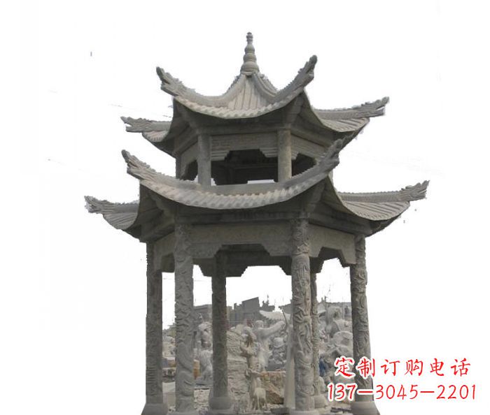 内江双层仿古石雕凉亭 (2)