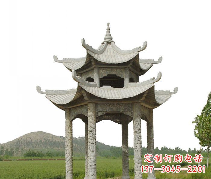 内江双层仿古石雕凉亭