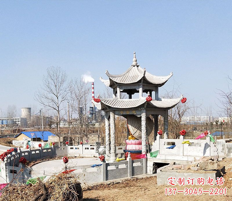 内江双层石凉亭石雕 (2)