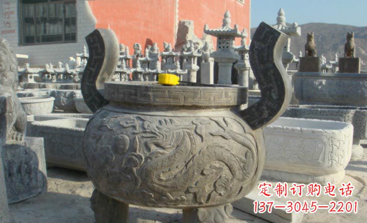 内江双龙戏珠浮雕香炉铜雕