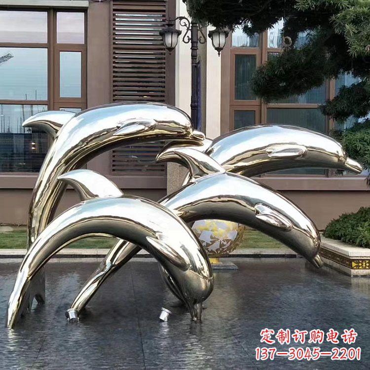 内江水景不锈钢海豚雕塑-城市广场创意动物雕塑