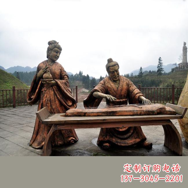 内江司马相如与卓文君铜雕塑像-城市广场历史名人情景雕塑