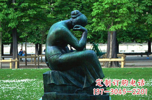 内江思考的女人青铜人物铜雕