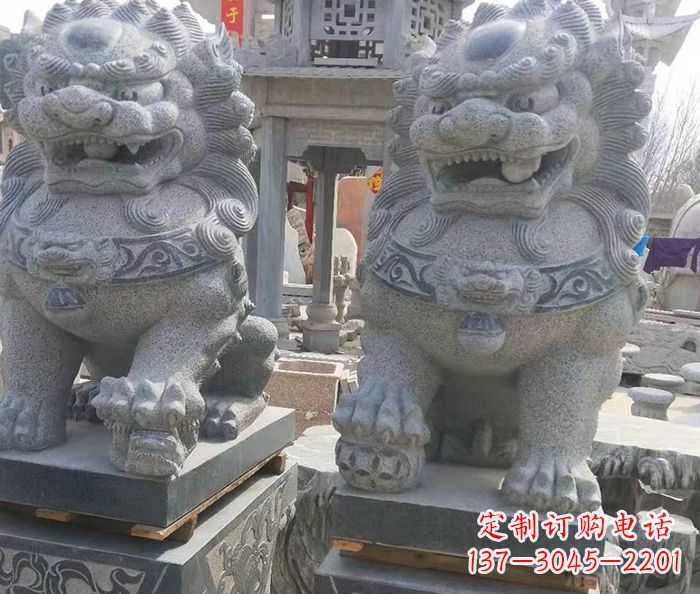 内江寺庙景观仿古石狮子 (3)