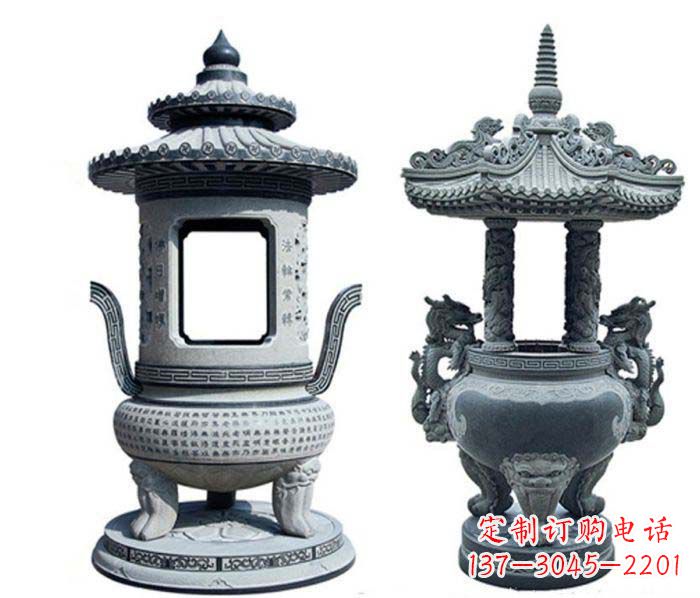 内江寺庙景观仿古香炉石雕