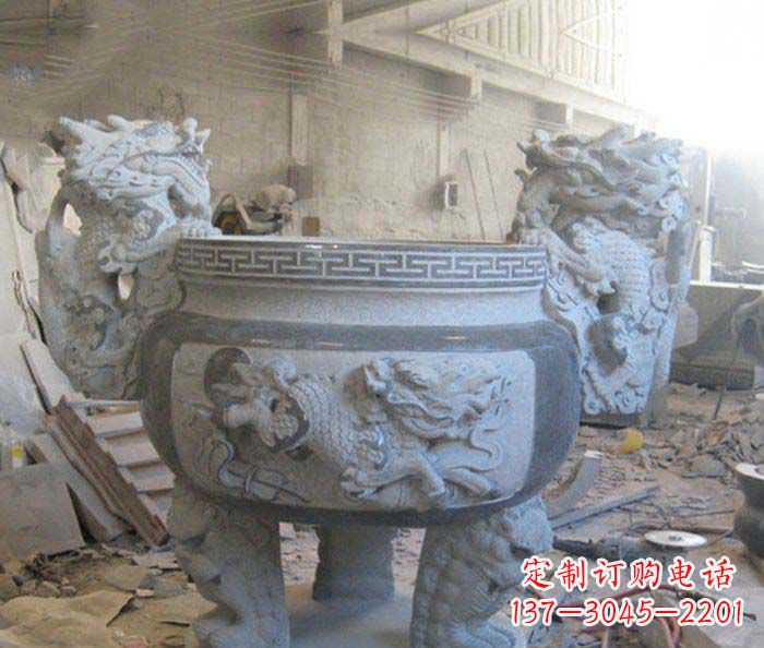 内江寺庙景观龙头水缸石雕