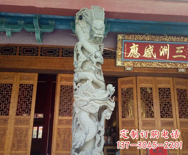 内江寺庙景观龙柱石雕 (2)