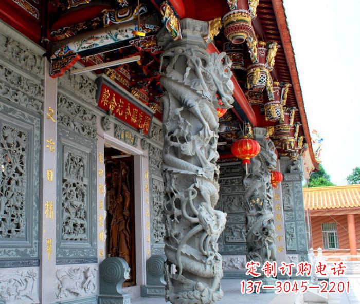 内江寺庙景观龙柱石雕