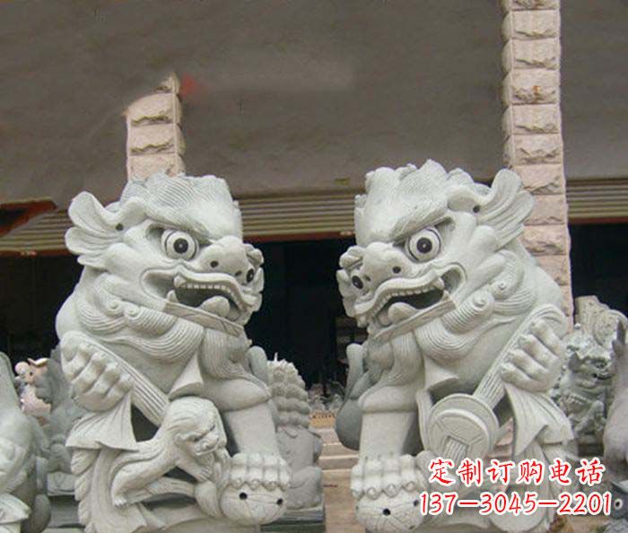 内江寺庙景观南方狮子石雕 (2)