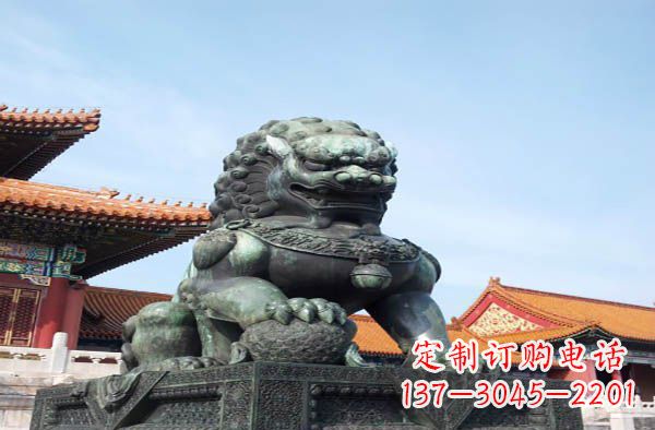 内江寺庙门口狮子铜雕