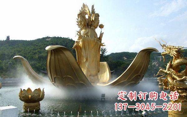 内江寺庙三面观音雕像