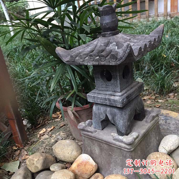 内江寺庙园林青石做旧仿古石灯