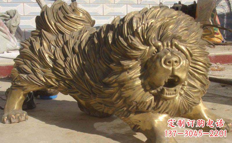 内江松狮犬动物铜雕