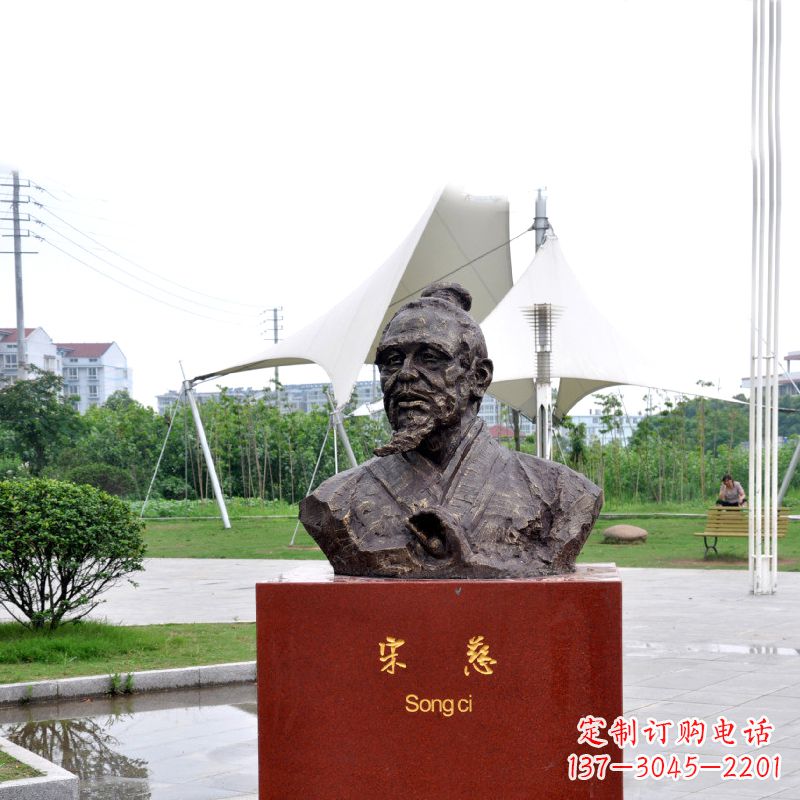 内江宋慈铸铜头像雕塑-古代十大名医园林广场人物雕塑