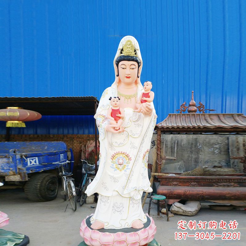 内江送子观音彩绘玻璃钢雕塑