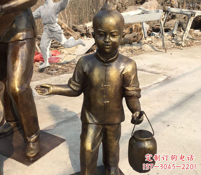 内江提灯笼的小男孩铜雕
