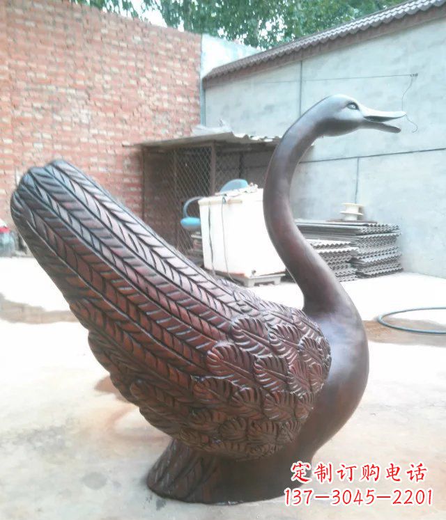 内江天鹅公园天王动物铜雕