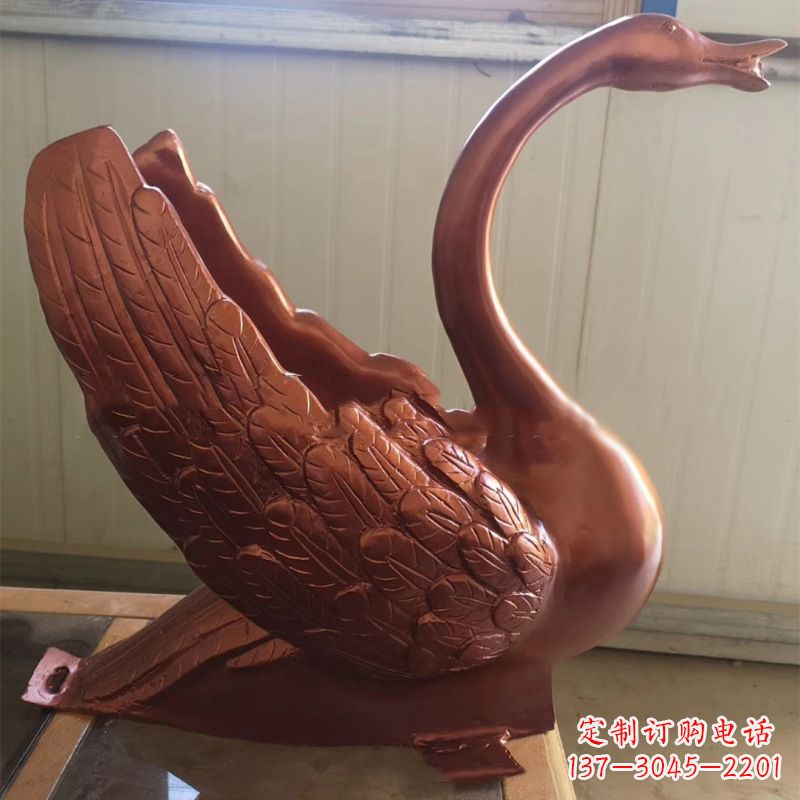 内江天鹅铜雕塑,喷泉吐水天鹅装饰摆件