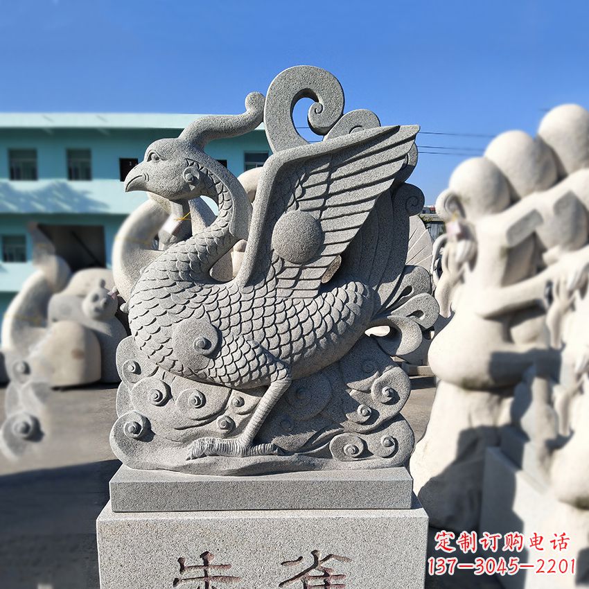 内江天之四灵之朱雀神鸟砂岩石雕塑