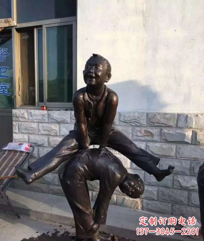 内江跳马儿童铜雕 (2)