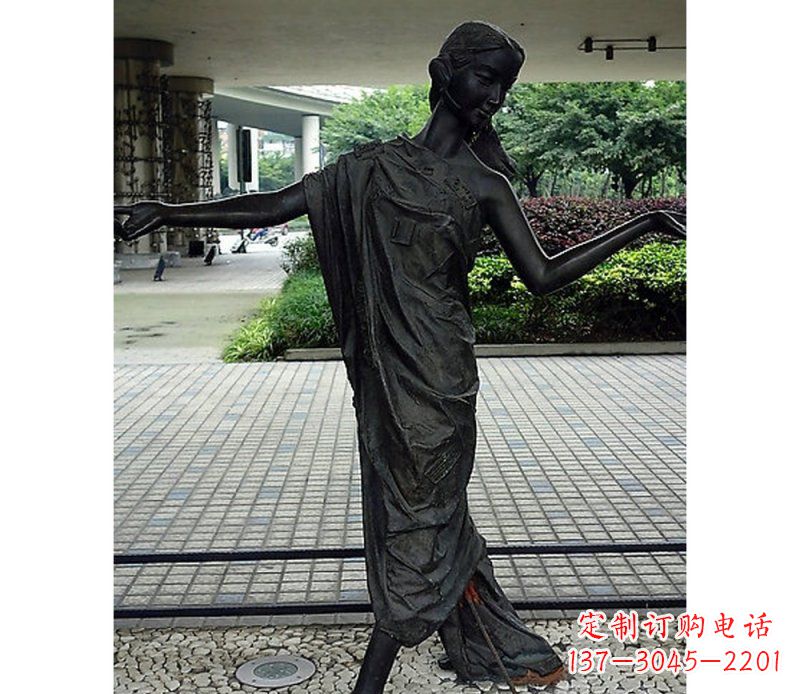 内江跳舞的女孩街边景观铜雕