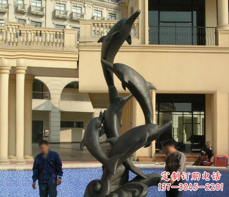 内江跳跃海豚景观铜雕