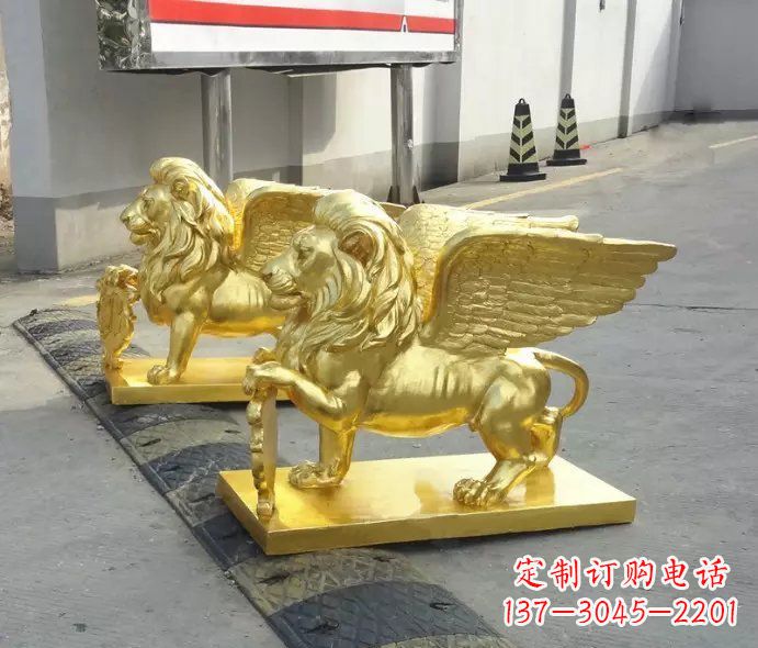 内江贴金圣马可飞狮铜雕