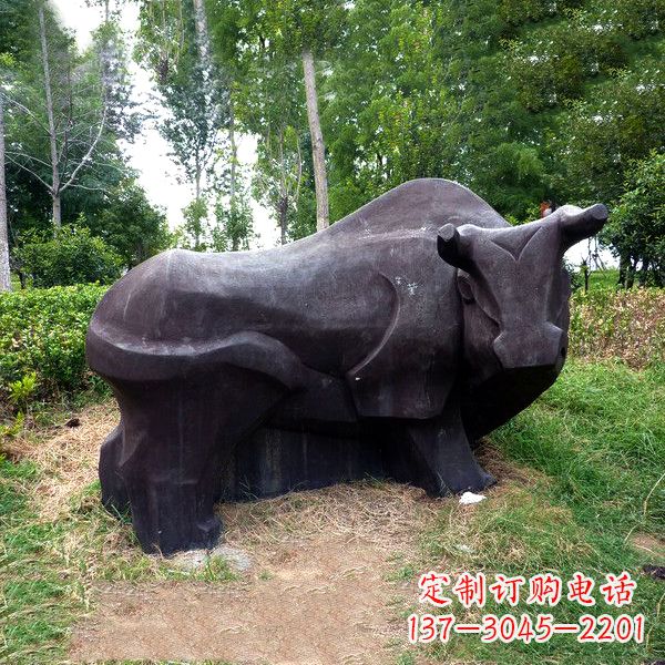 内江铜雕抽象牛-公园草坪水牛雕塑