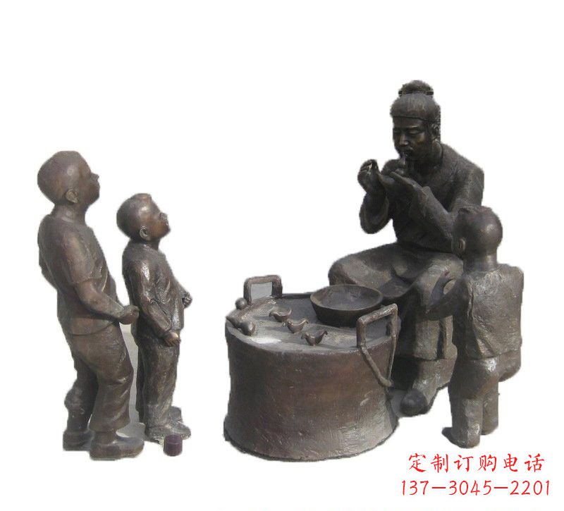 内江铜雕吹糖人的古代人物