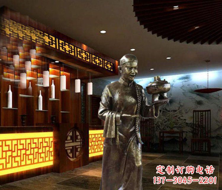 内江铜雕店小二小品人物雕塑