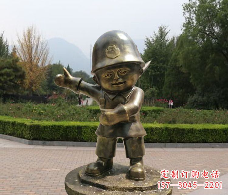 内江铜雕儿童交通警察