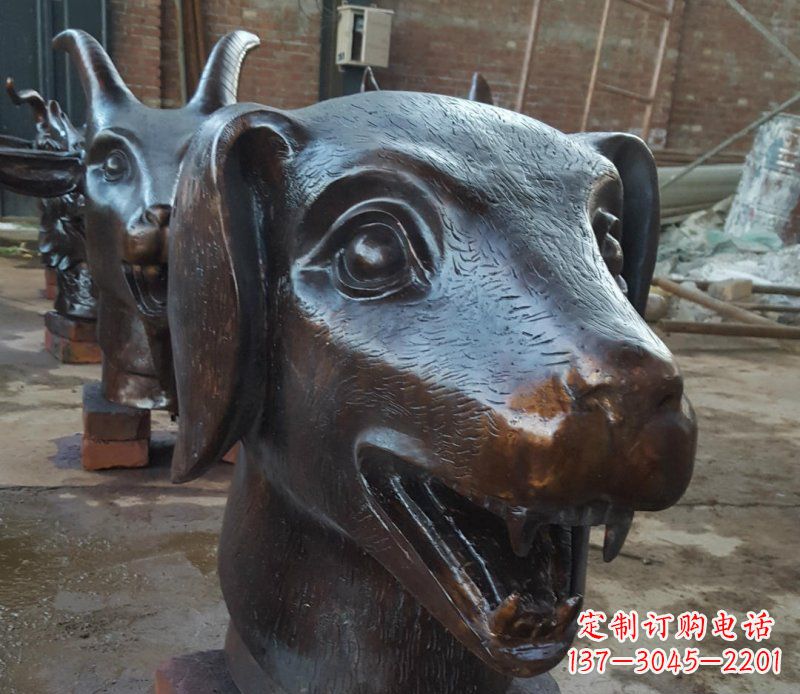 内江铜雕广场生肖动物头像装饰摆件